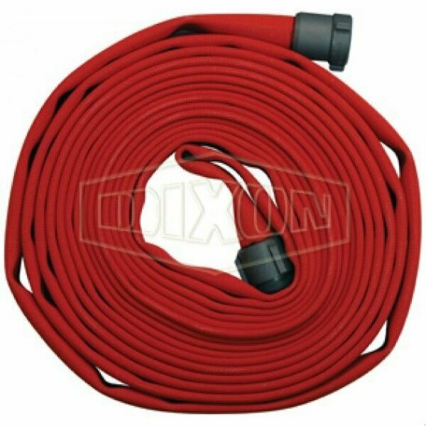 Dixon 500 Single Jacket Color Impregnated Fire Hose, 1-1/2 in, NPSH, 50 ft L, 225 psi Working, Polyester,  A515R50RAS
